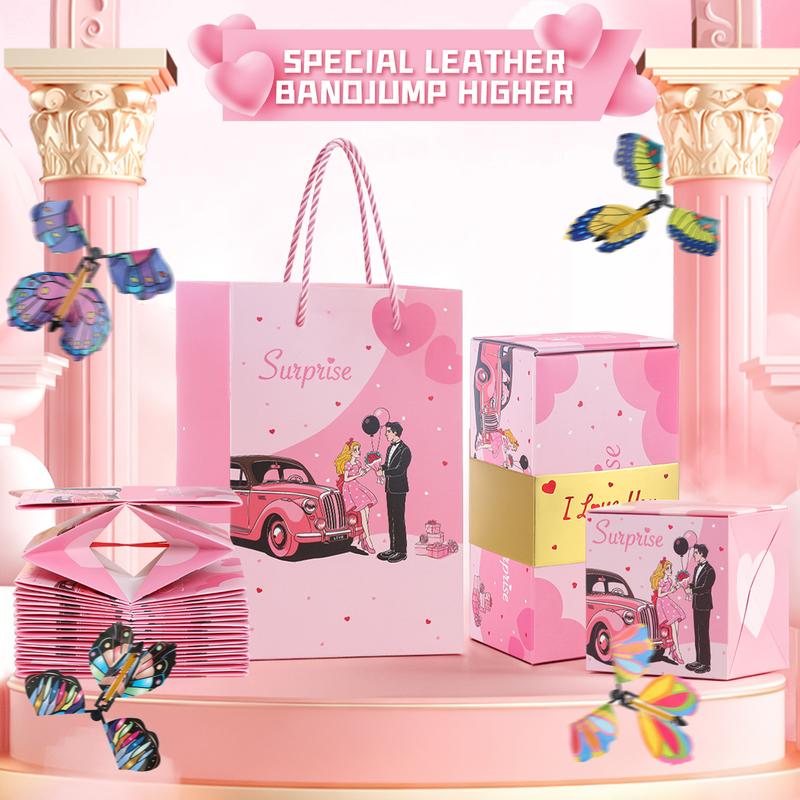 20 Bounces Surprise Gift Box with Flying Butterfly Toys Explosion Unique Folding Bouncing Red Envelope Cash Box - Image 2