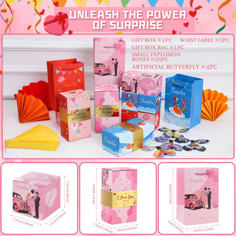 20 Bounces Surprise Gift Box with Flying Butterfly Toys Explosion Unique Folding Bouncing Red Envelope Cash Box - Image 8