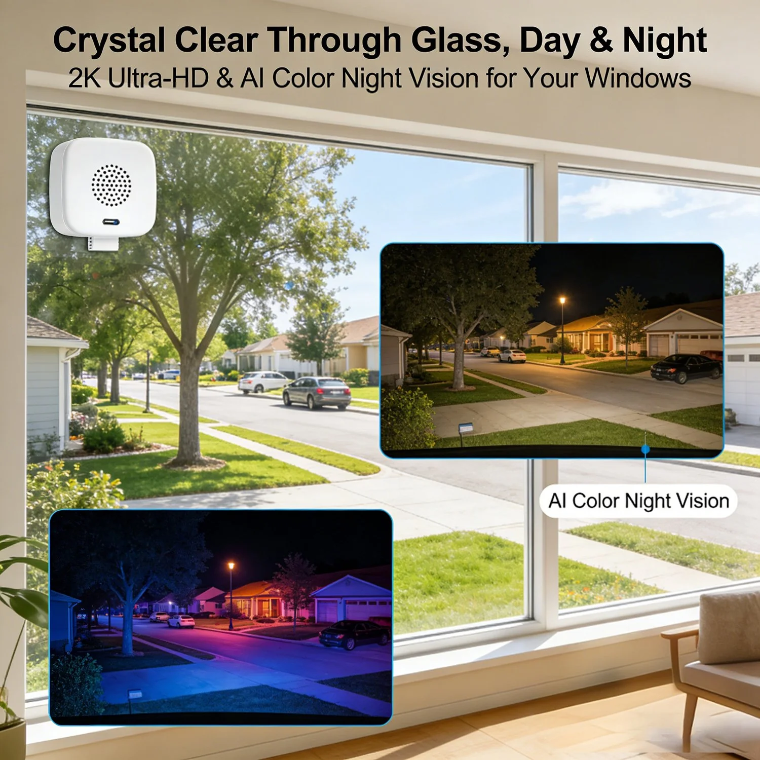đď¸ 2K Ultra-HD Smart Window Camera â See Day & Night with AI Color Night Vision