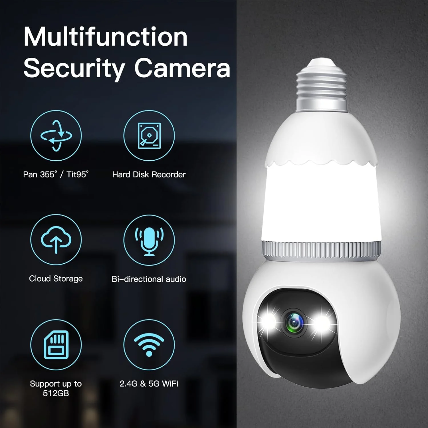 4MP Light Bulb Security Camera 5G