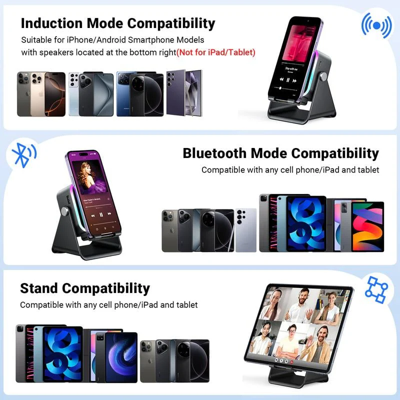🎶📱 5-in-1 Wireless Induction Bluetooth Speaker with Adjustable Phone Stand - Image 6