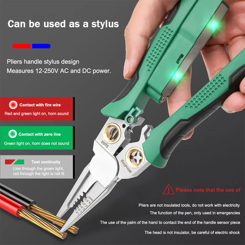 8 in 1 Wire Stripper Twister for Cutting and Pulling Wires Cable Scissors,Voltage Tester Pliers - Image 6