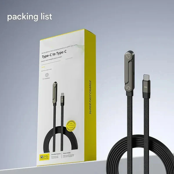 🔥📱240W Braided Fast Charge Cable With Built-in Phone Stand - Image 11