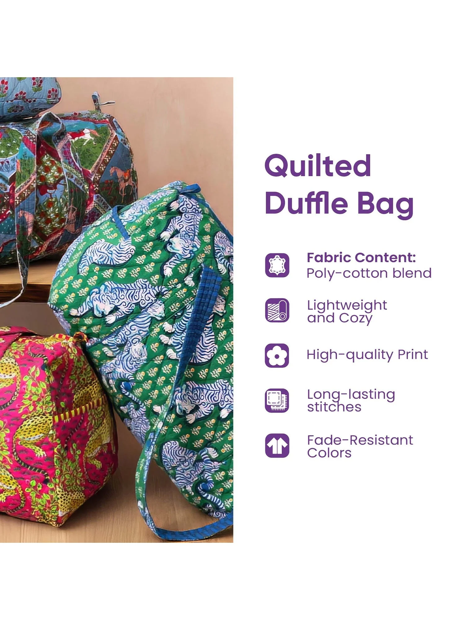 Blossom Path Quilted Duffle Bag - Image 2