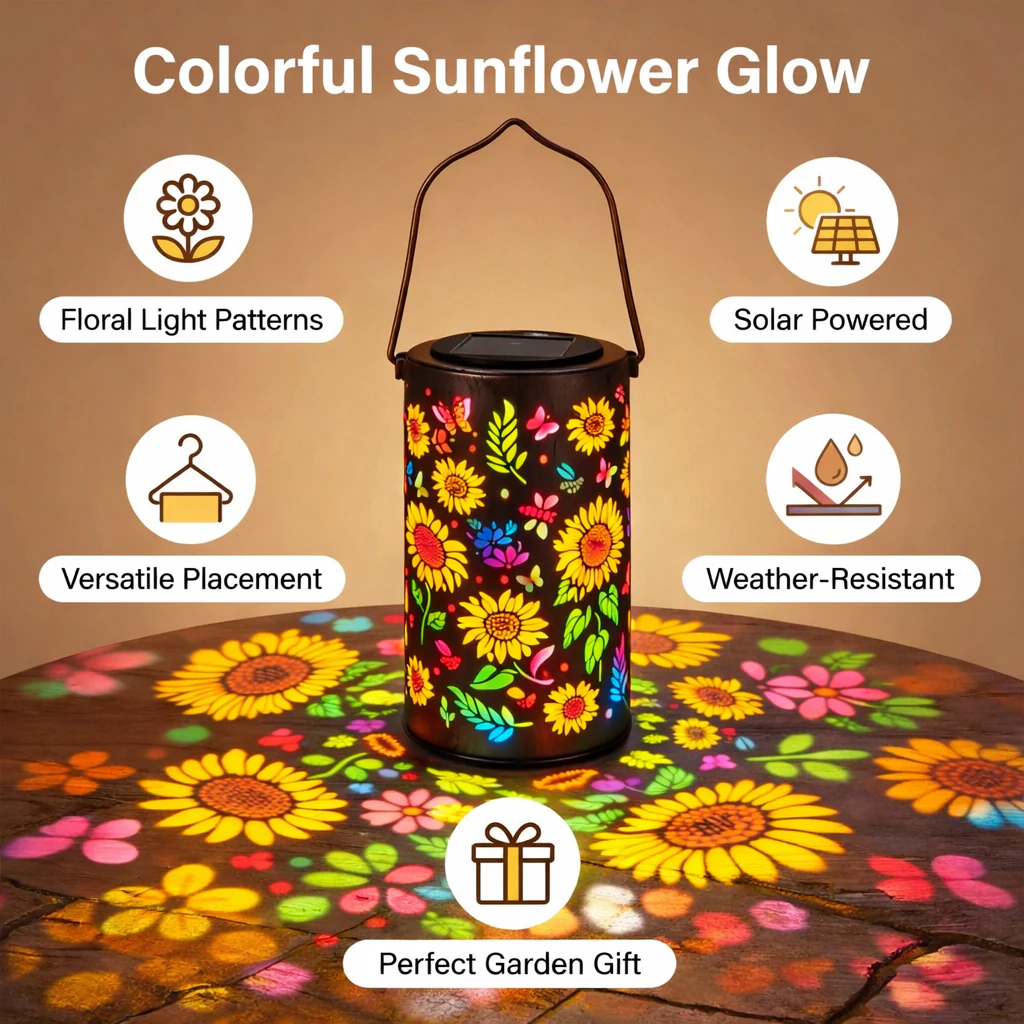 Colorful Sunflower Glow Solar Garden Lantern - Image 4