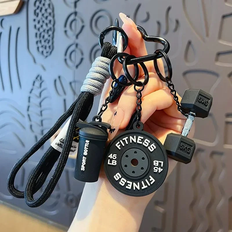 Creative Mini Gym Barbell Plate Keychain - Image 17