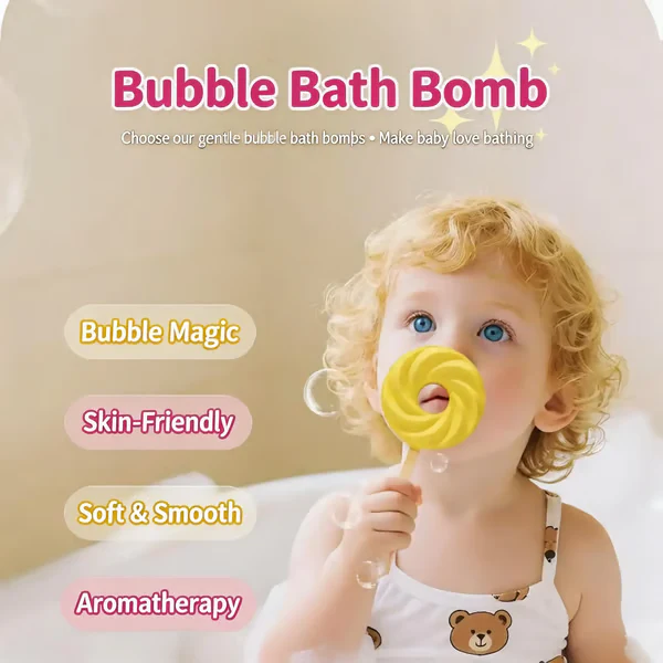 🧠🧩Perfect Gift for Kids🎁Cute Lollipop Bath Bomb – Colorful Bubble Bath Ball for Fun Bath Time - Image 3