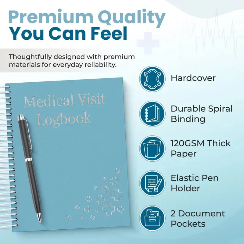 🔥 🩺❤️Doctor-Approved Medical Visit Logbook: Your Essential Medical Planner (📘Vegan Leather) - Image 10