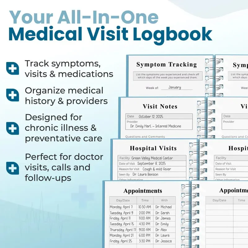 🔥 🩺❤️Doctor-Approved Medical Visit Logbook: Your Essential Medical Planner (📘Vegan Leather) - Image 4