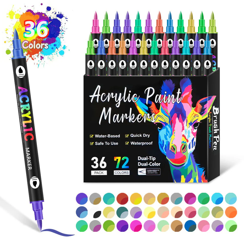 Dual Tip Acrylic Paint Pen Marker - 24/48/72/120 Colors - Image 10