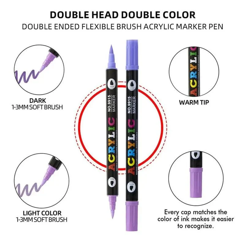 Dual Tip Acrylic Paint Pen Marker - 24/48/72/120 Colors - Image 4