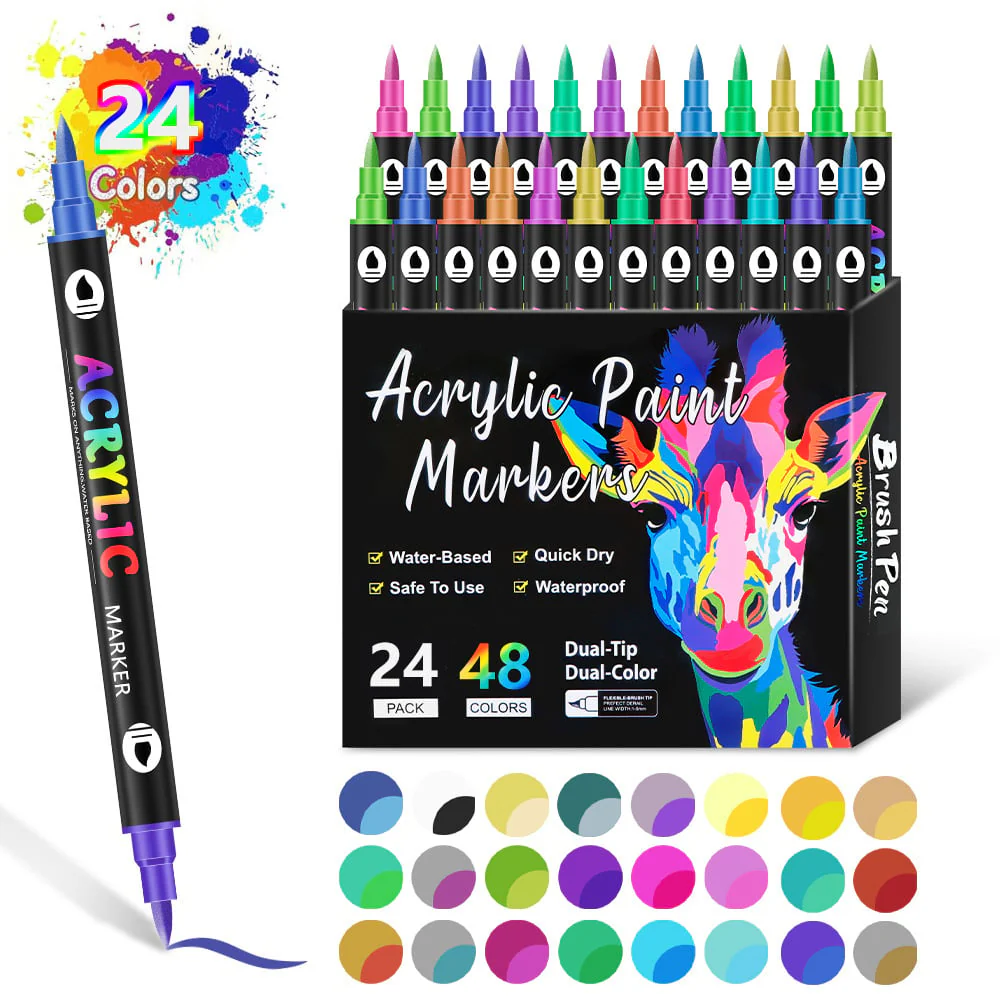 Dual Tip Acrylic Paint Pen Marker - 24/48/72/120 Colors - Image 9