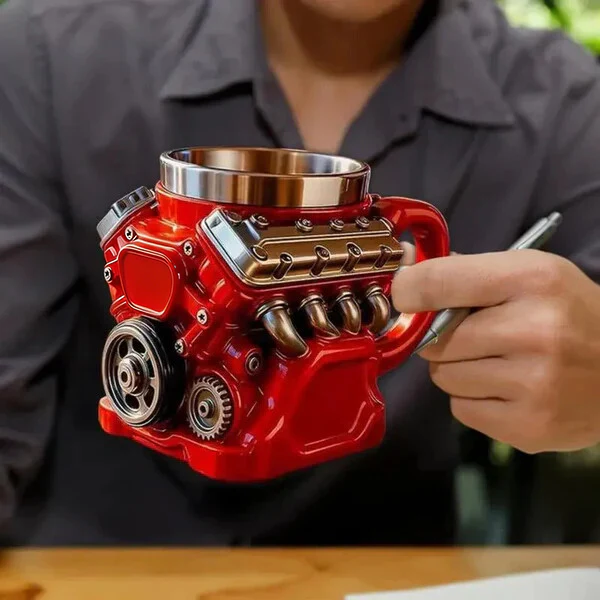 🔥🌟Engine-themed coffee mug, realistic V8 engine stainless steel mug - Image 2