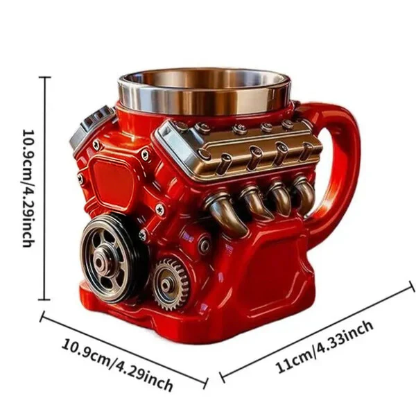 🔥🌟Engine-themed coffee mug, realistic V8 engine stainless steel mug - Image 7