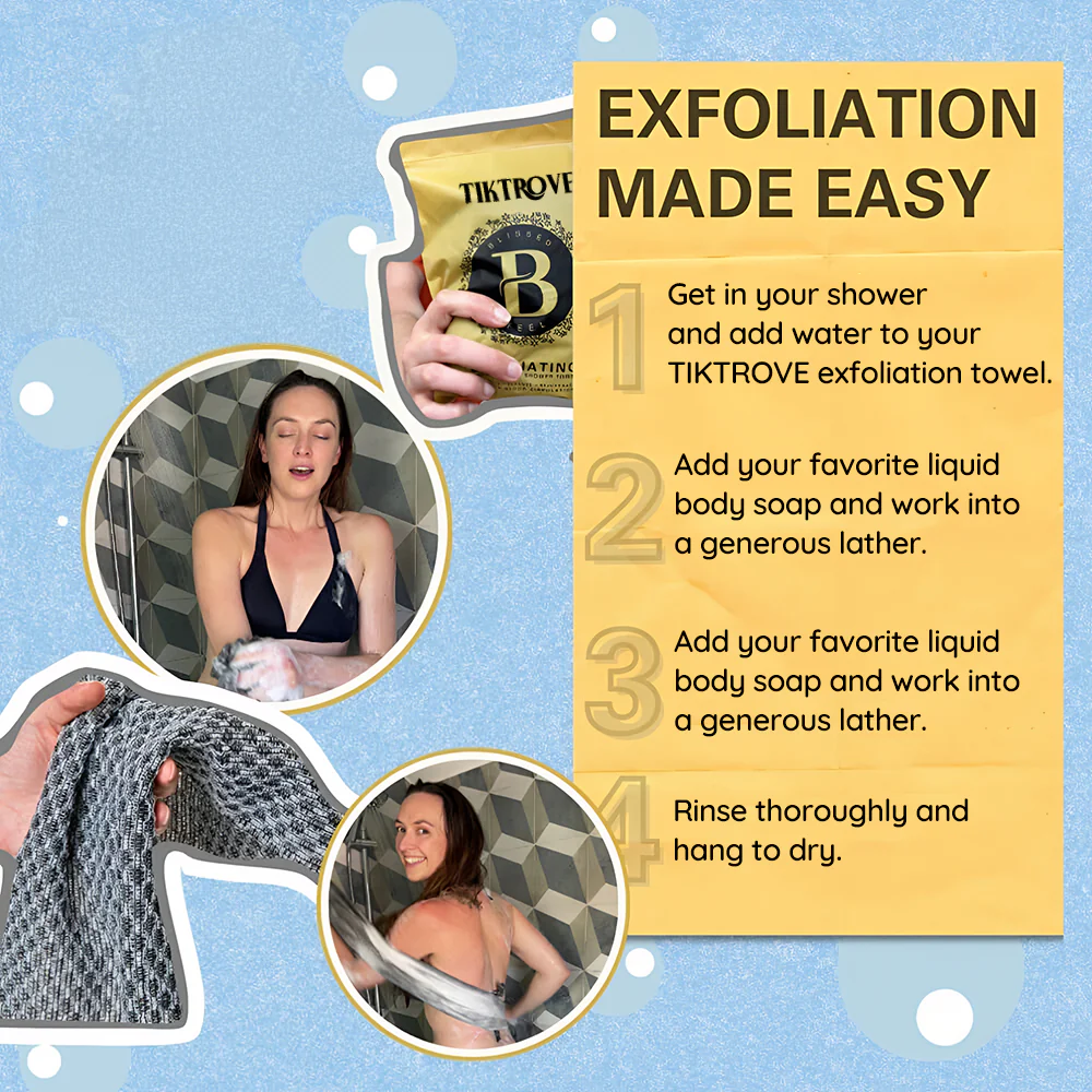 Tiktrove Exfoliating Antibacterial Shower Towel - Image 3