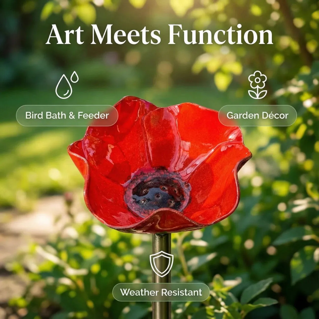 🐦 Handmade Metal Flower Garden Stake – Bird Bath & Outdoor Decor for Nature Lovers 🌸 - Image 14