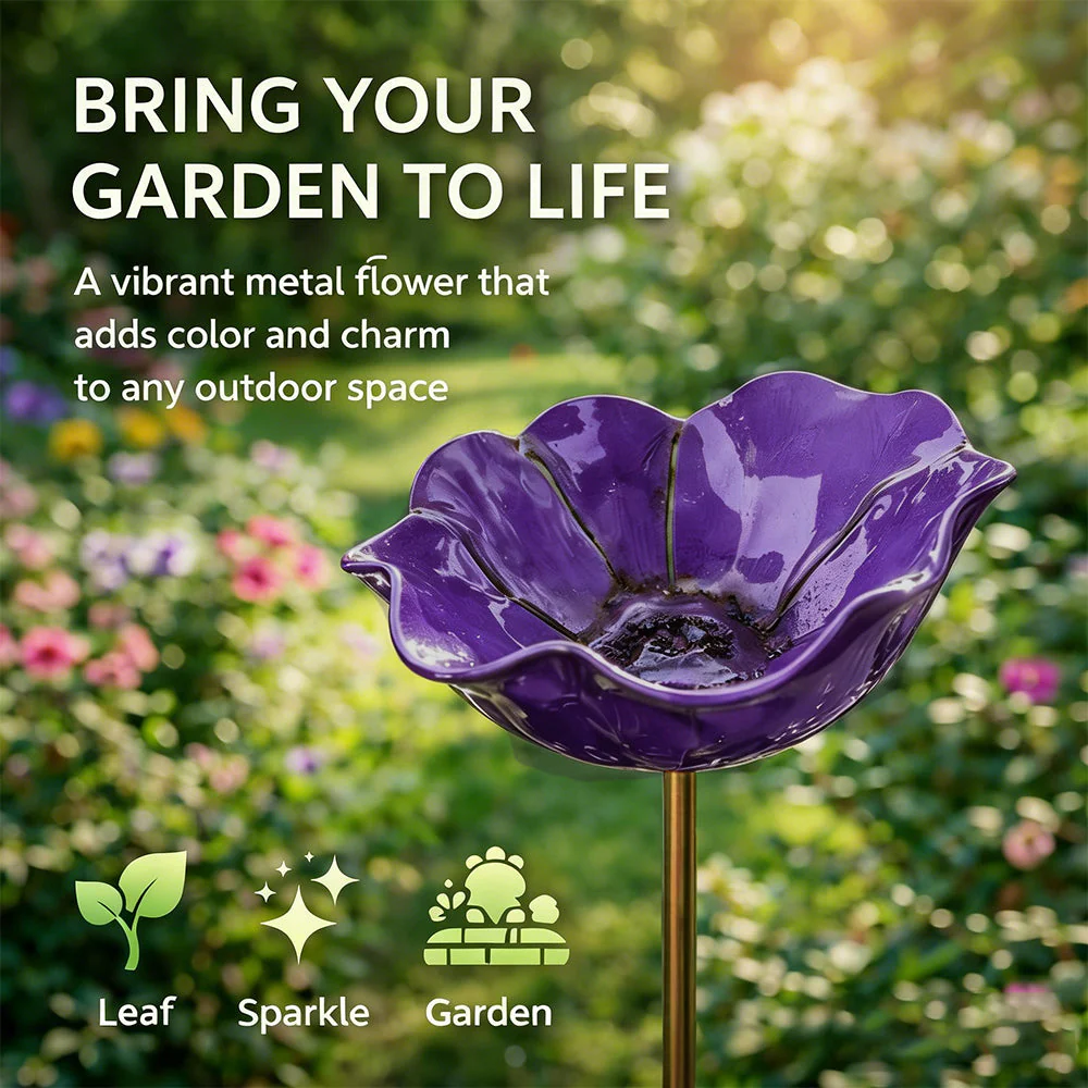 🐦 Handmade Metal Flower Garden Stake – Bird Bath & Outdoor Decor for Nature Lovers 🌸 - Image 19
