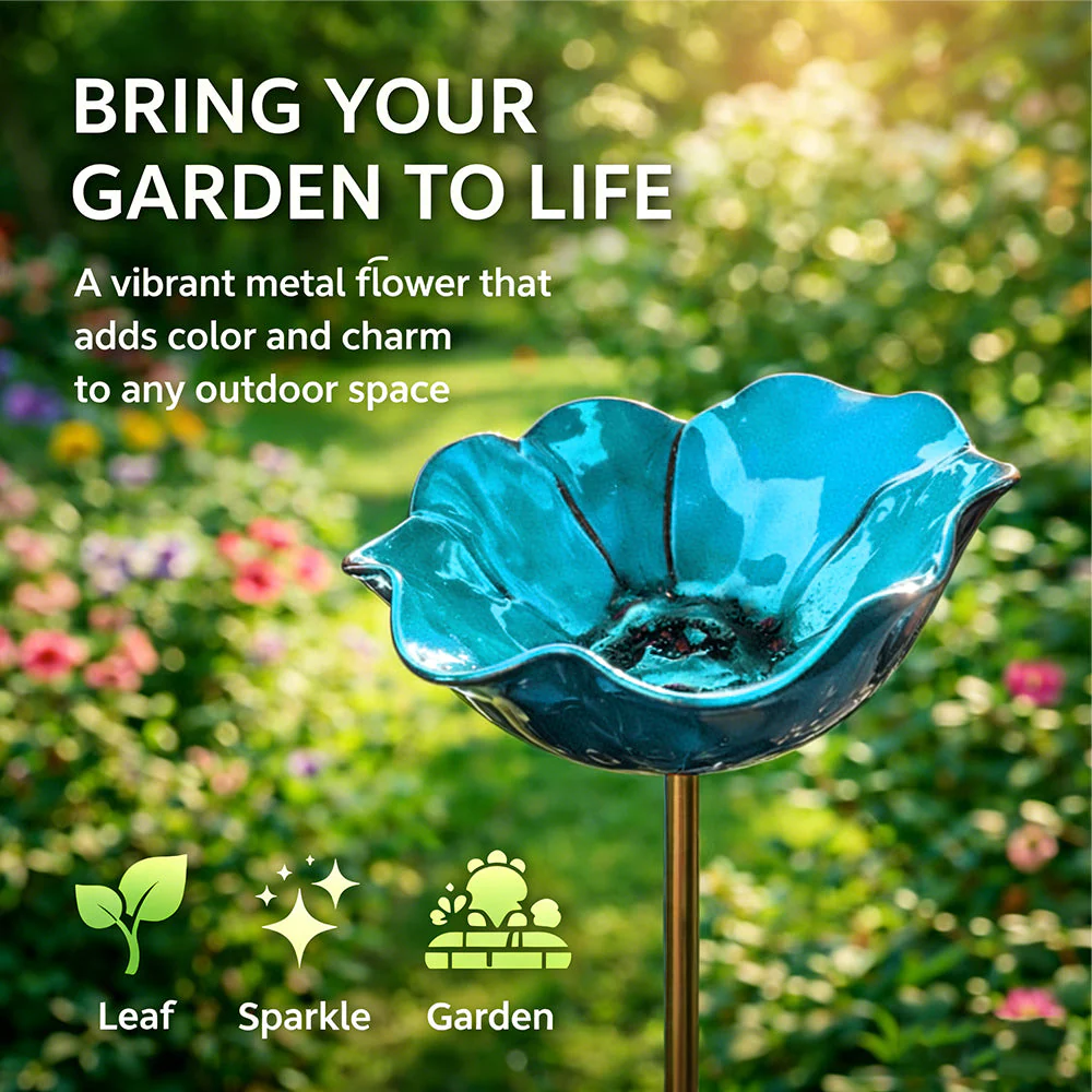 🐦 Handmade Metal Flower Garden Stake – Bird Bath & Outdoor Decor for Nature Lovers 🌸 - Image 20
