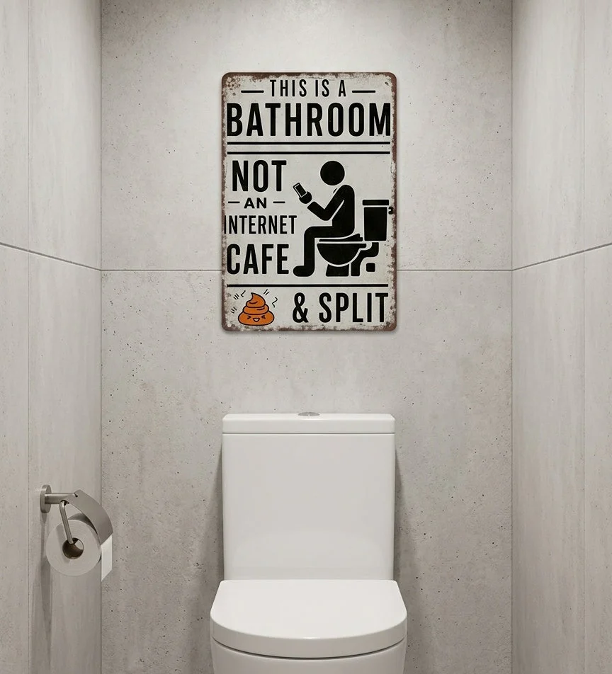 Funny "Not An Internet Cafe" Metal Bathroom Sign 🚽 - Image 2