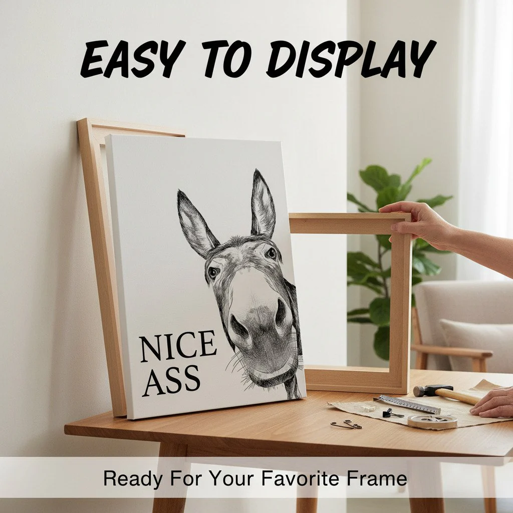 🚽Funny Bathroom Wall Art - "Nice Ass" Donkey Print - Image 3