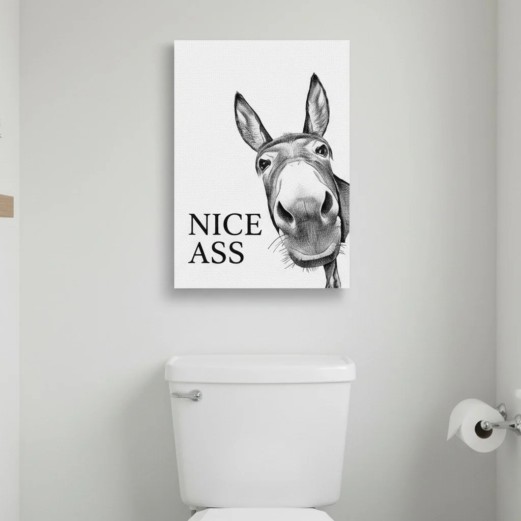 🚽Funny Bathroom Wall Art - "Nice Ass" Donkey Print - Image 7