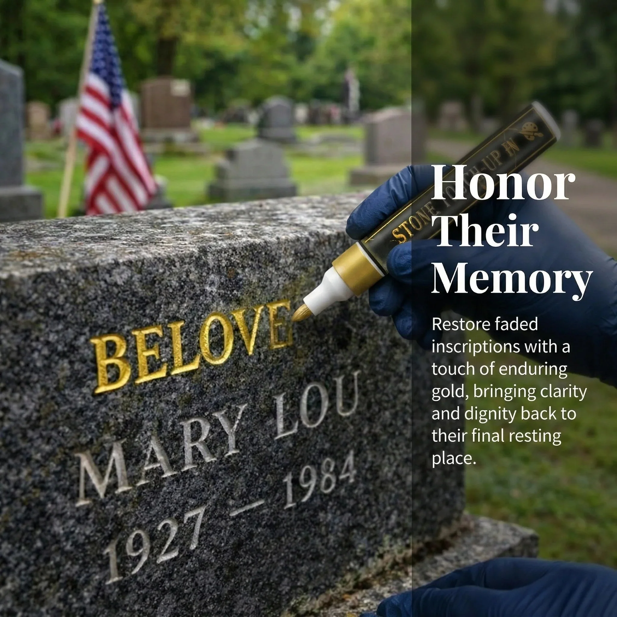 🐦Golden Tombstone Marker Pen for Restoring Faded Grave Inscriptions - Image 3