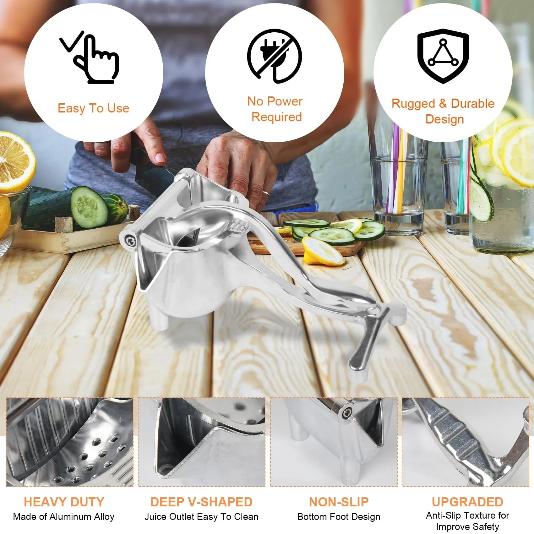 Hand Juicer Squeezer- Aluminum Manual Press Juicer🍹 - Image 3