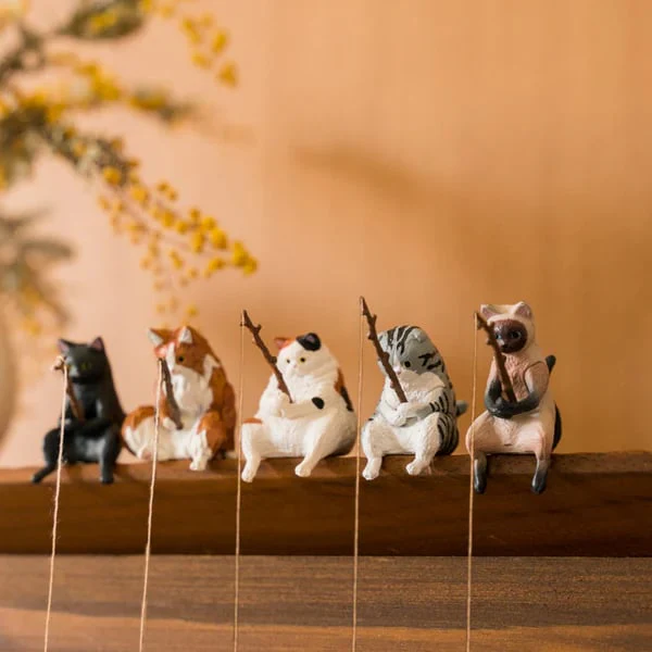 ⏰🔥 Hand-Painted Mini Cat Desk Figurines 😺 Set of 5 Cute Cartoon Kitty Companions - Image 14