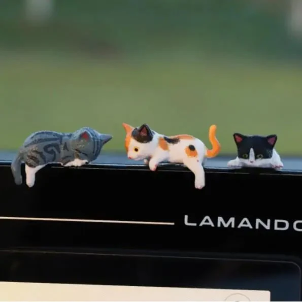 ⏰🔥 Hand-Painted Mini Cat Desk Figurines 😺 Set of 5 Cute Cartoon Kitty Companions - Image 6
