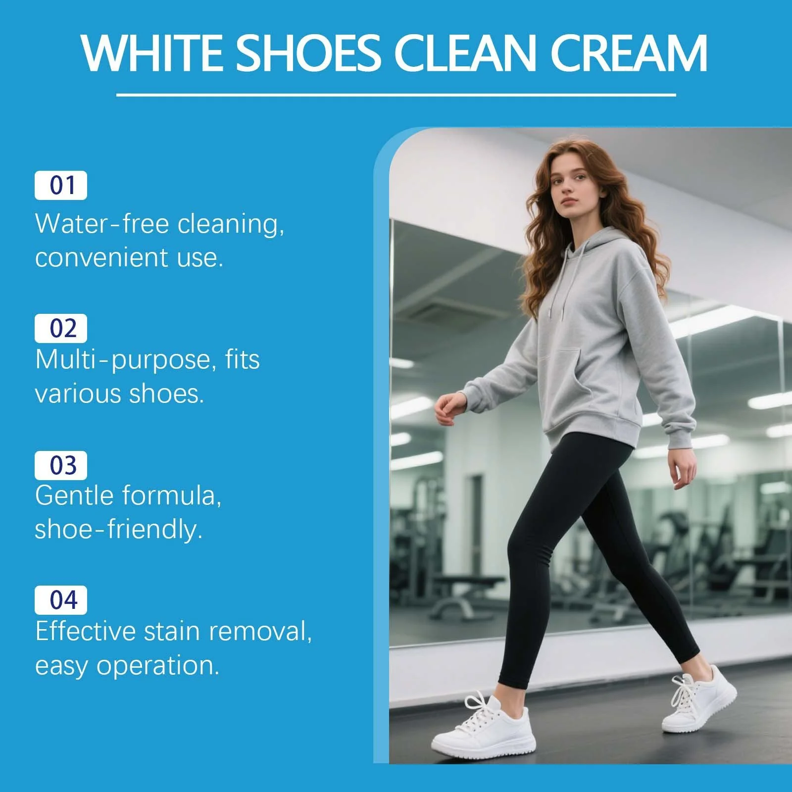 White Shoe Cleaner Cream | Multipurpose No-Wash Solid Comes with Sponge - Image 2
