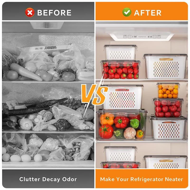 💖Household transparent plastic food storage box-Including drain basket💧 - Image 3