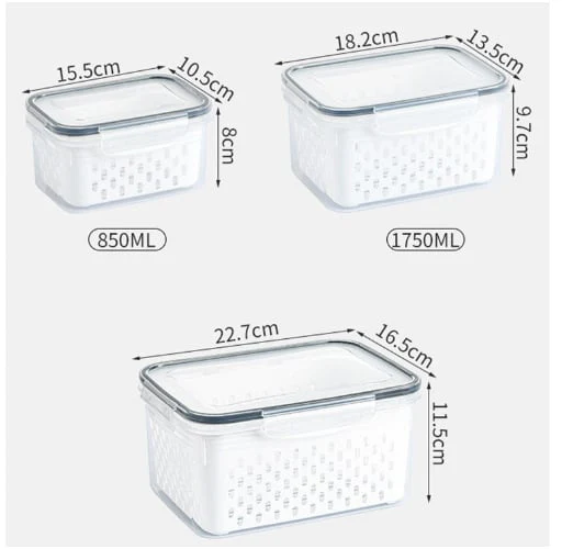 💖Household transparent plastic food storage box-Including drain basket💧 - Image 9