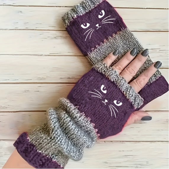 🎁🐱Knitted Fingerless Gloves🧶 - Image 13