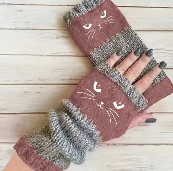 🎁🐱Knitted Fingerless Gloves🧶 - Image 14