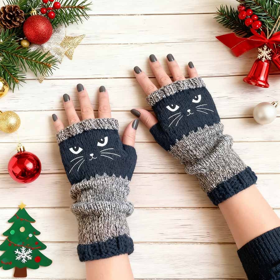 🎁🐱Knitted Fingerless Gloves🧶 - Image 2