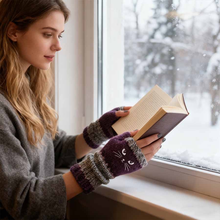 🎁🐱Knitted Fingerless Gloves🧶 - Image 3