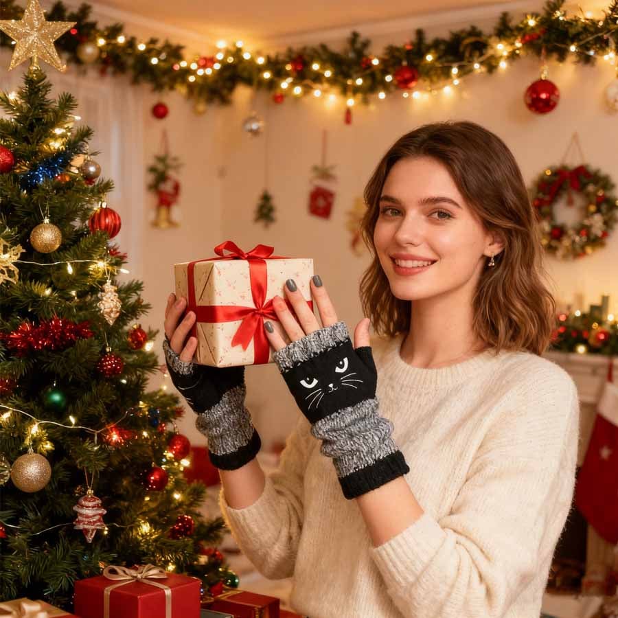 🎁🐱Knitted Fingerless Gloves🧶 - Image 6