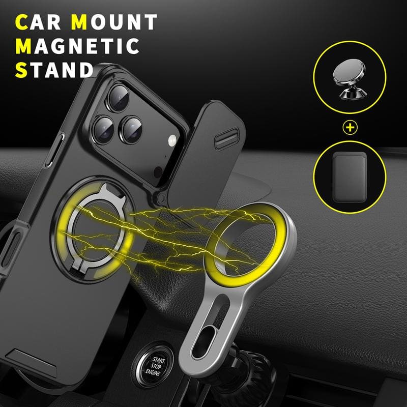 Military-Grade Shockproof Magnetic Case with Camera Slide & 360° Kickstand Ring - Image 15