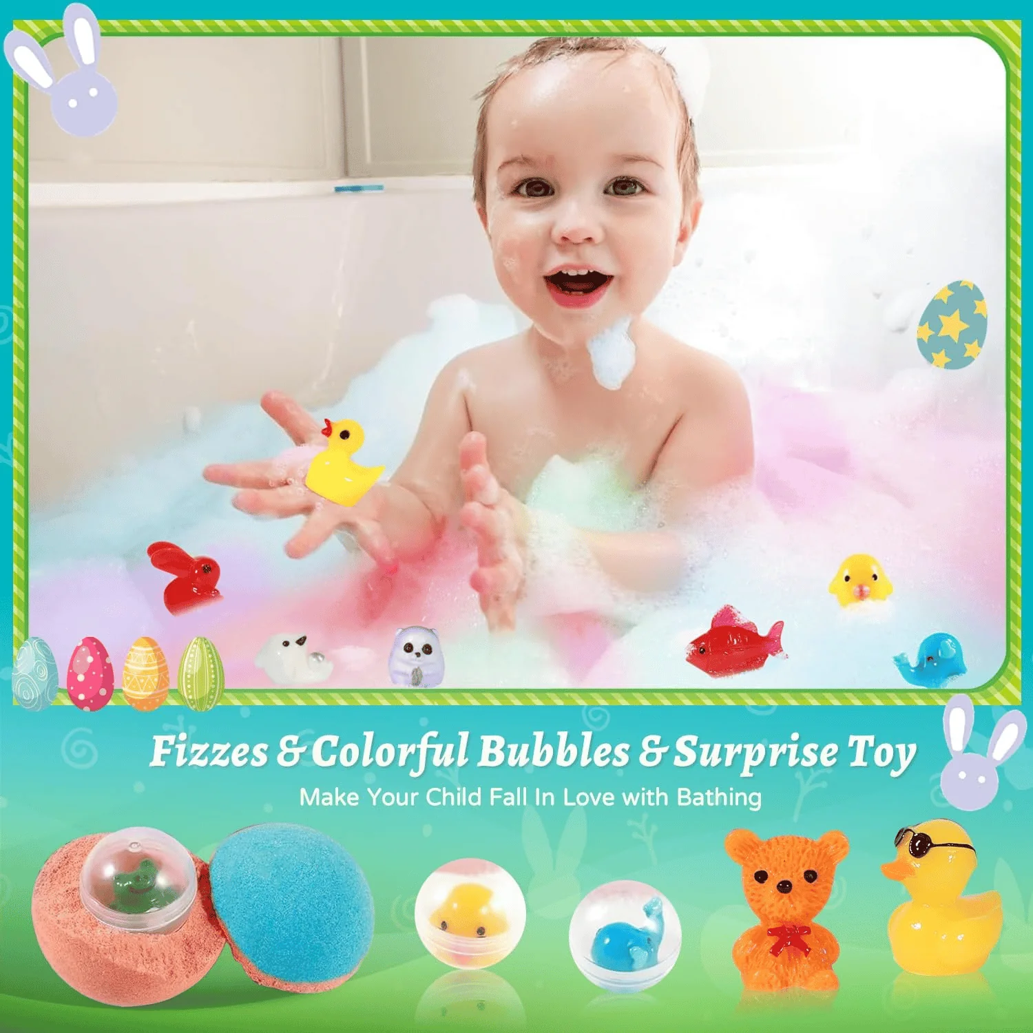 🔥🛁 Natural Bath Bombs for Kids with Mega Bubbles & Surprise Inside 🥚✨12 pcs[1 Box] - Image 5