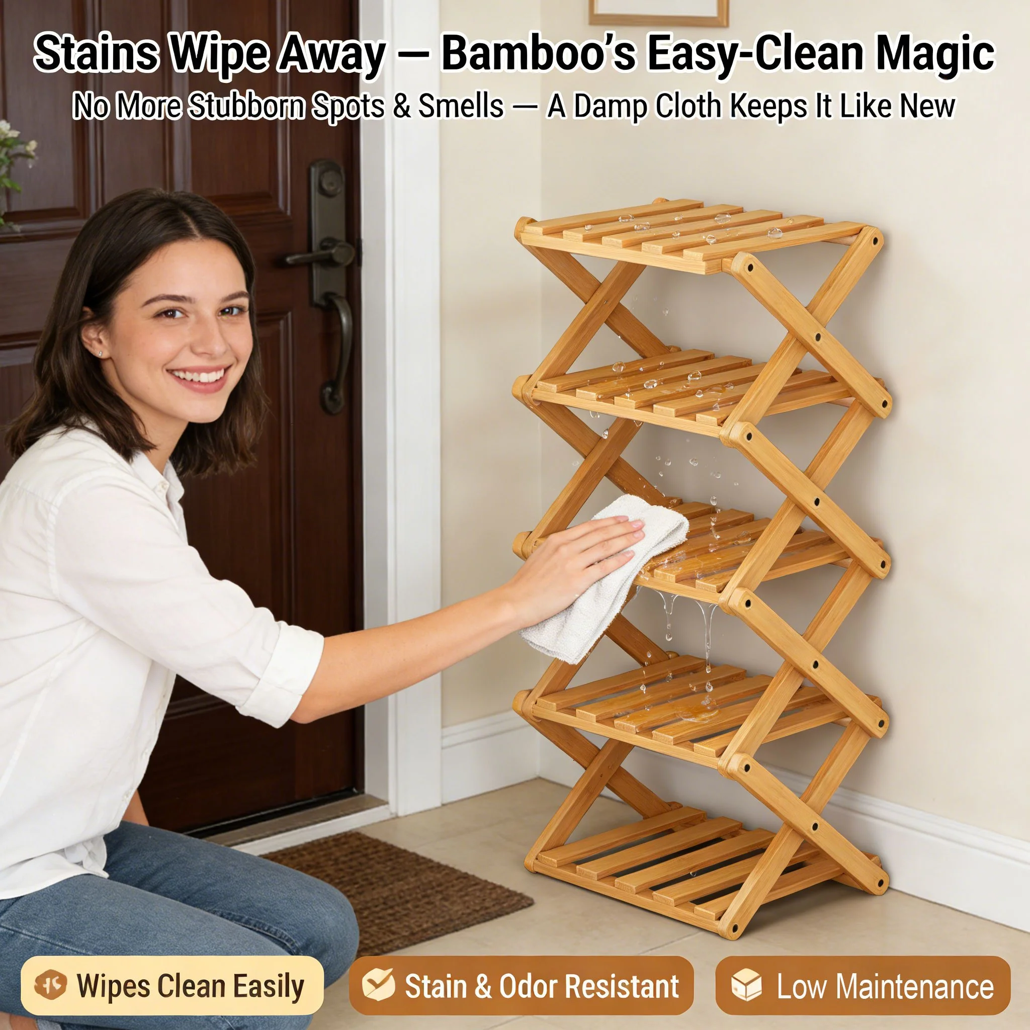 The 9-Tier No-Assembly Bamboo Rack !🌿👟 - Image 5