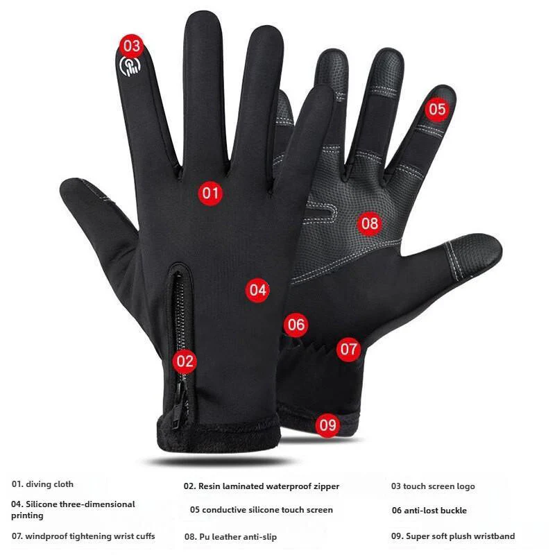 Tiktrove -Outdoor Winter Gloves Touchscreen Windproof Full-Finger Gloves - Image 4
