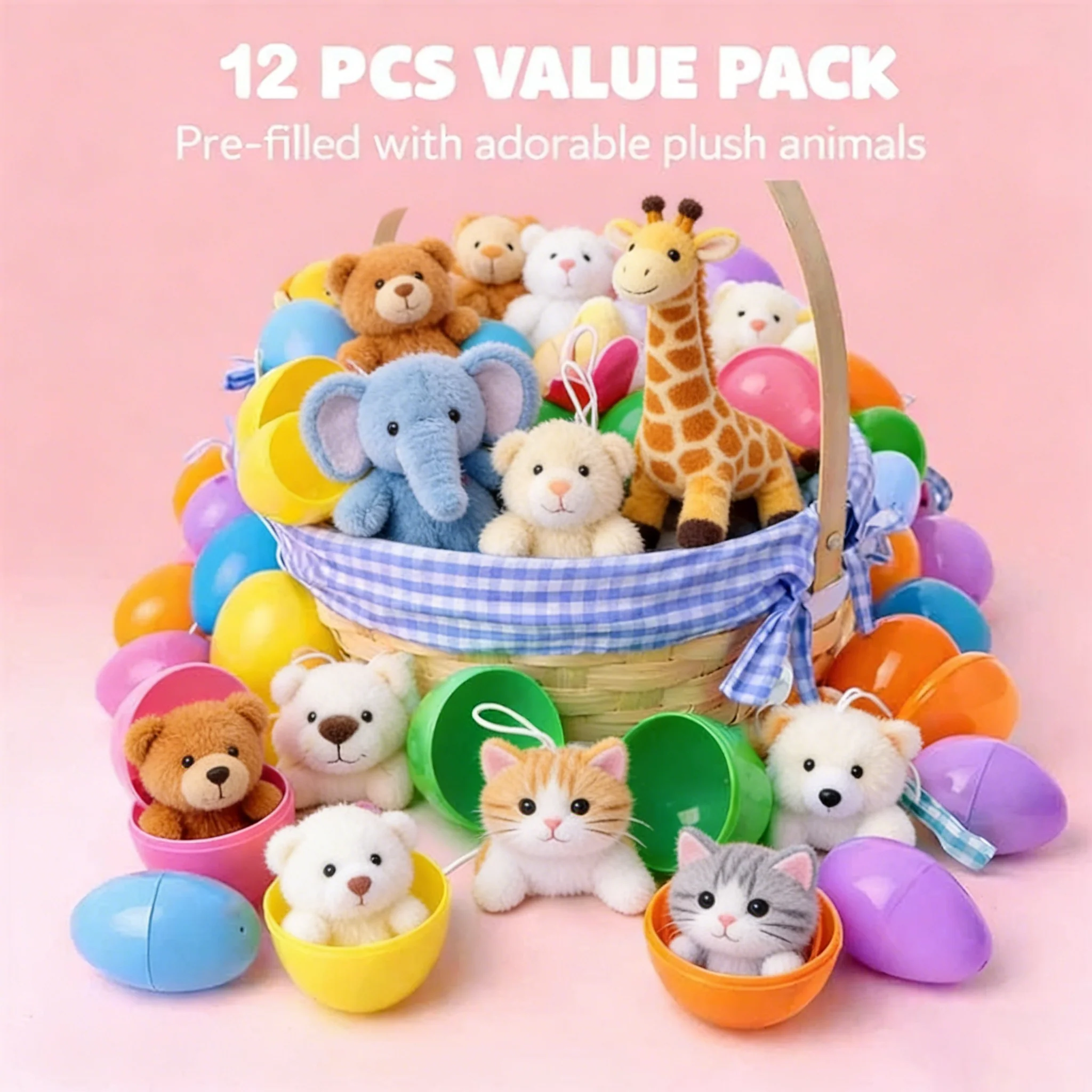 🔥Plush Animals Pre-Filled Easter Eggs (1 Set 12 Pcs )
