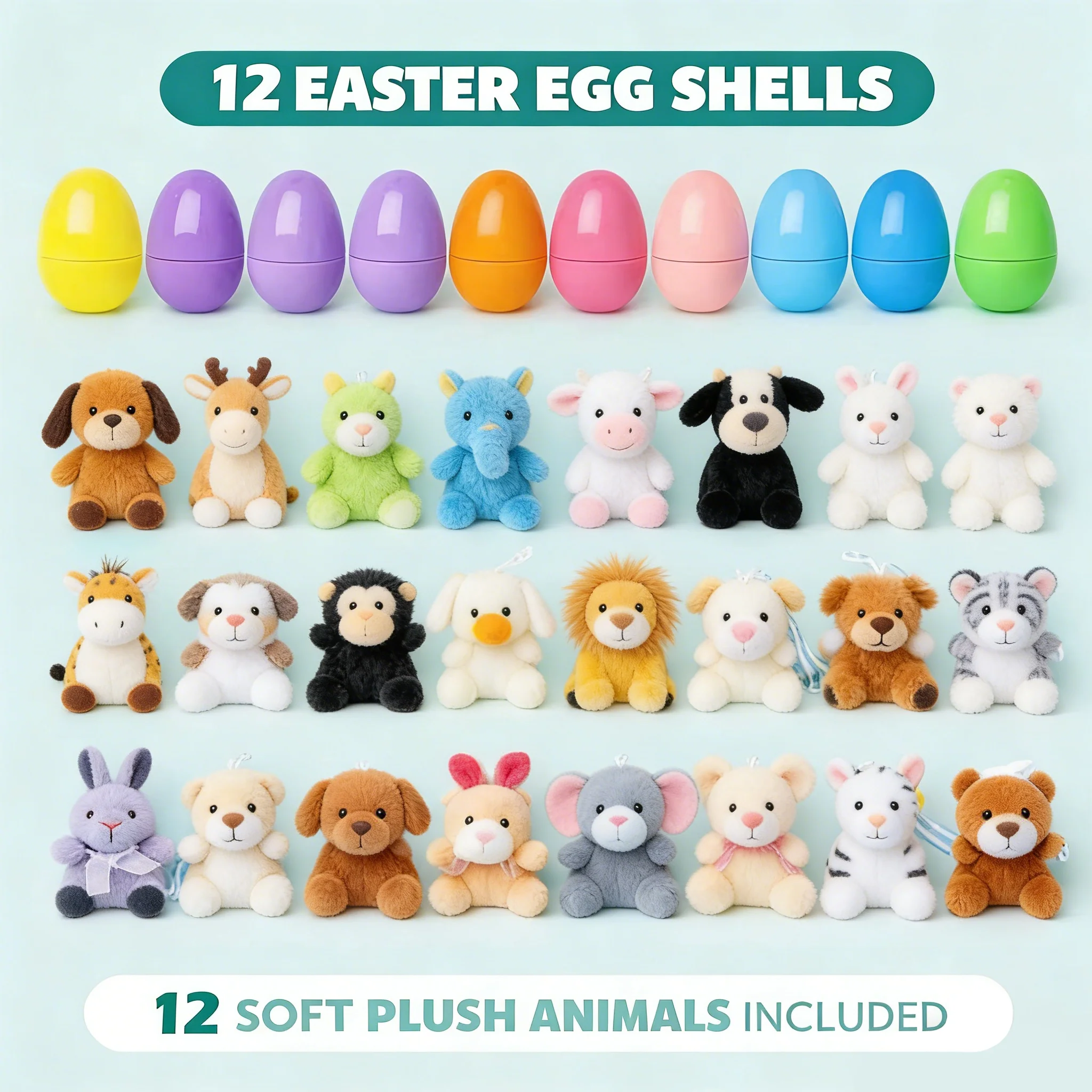 🔥Plush Animals Pre-Filled Easter Eggs (1 Set 12 Pcs ) - Image 3