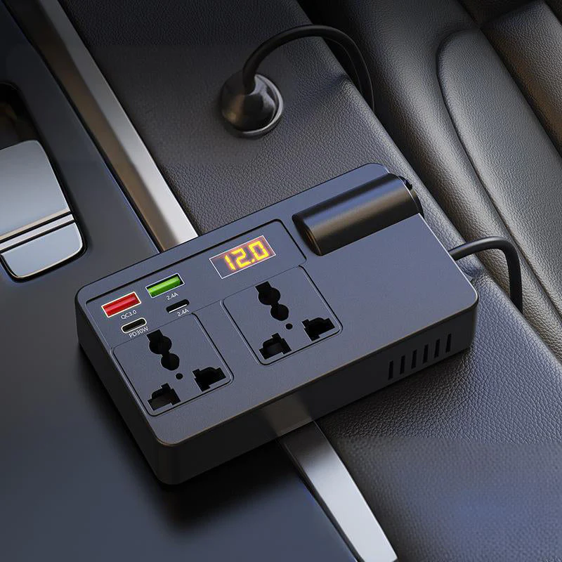 ⚡🔋Portable Car Inverter 12V/24V to 220V with Digital Display - Image 2