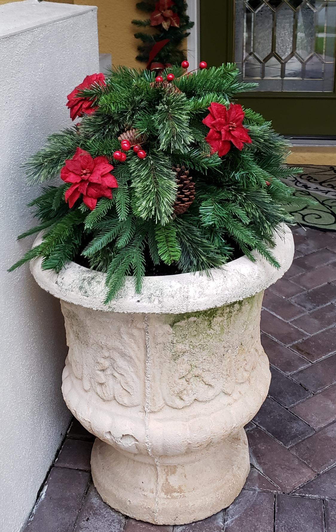 Pre-lit Artificial Christmas Tree Urn Filler ~ Weatherproof sparkle for entryways and patios. - Image 7