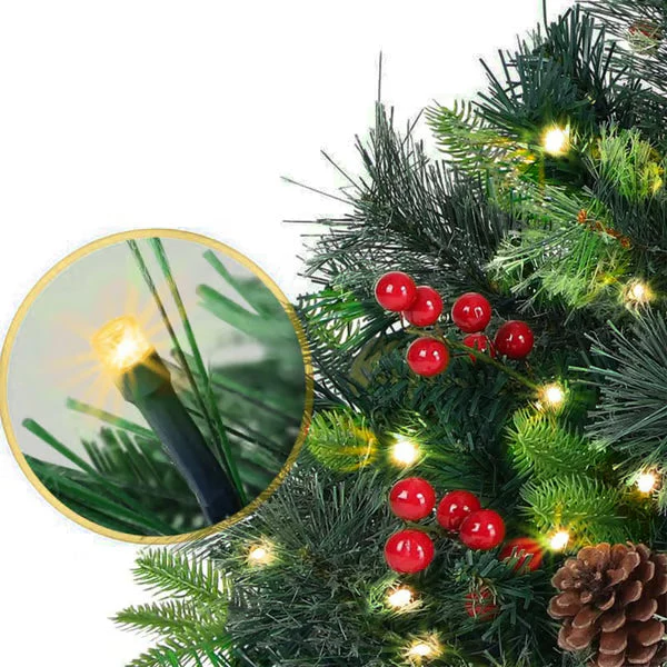 Pre-lit Artificial Christmas Tree Urn Filler ~ Weatherproof sparkle for entryways and patios. - Image 8