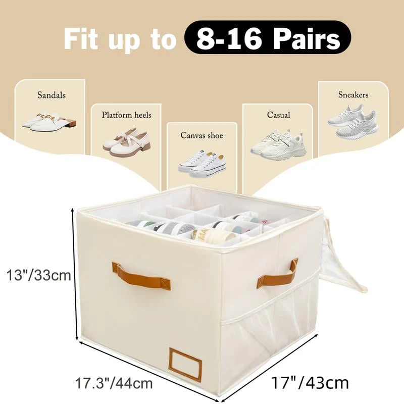 👟Shoe Organizer for Closet, Fabric Shoe Storage Boxes with Clear Cover, Storage, Foldable Space-saving Storage Container Bins🔥 - Image 8