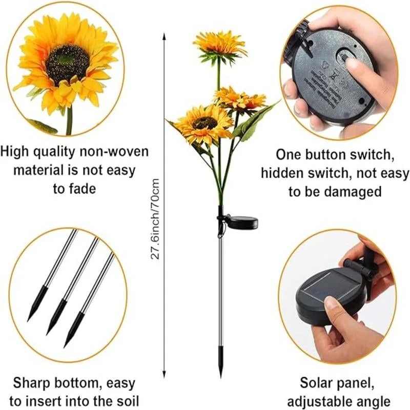 🌻Mother's Day Sale 49% OFF- 🌞Solar LED Sunflower Garden Lights-29.6inch/74cm - Image 5