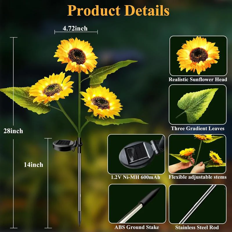 🌻Mother's Day Sale 49% OFF- 🌞Solar LED Sunflower Garden Lights-29.6inch/74cm - Image 6