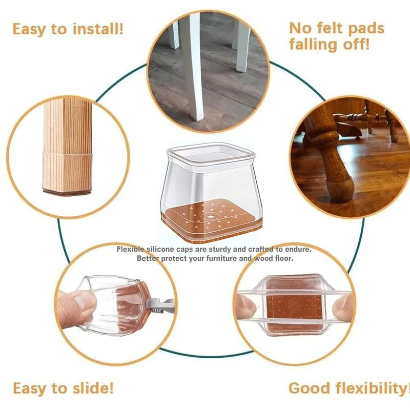 Square Chair Leg Protectors for Hardwood Floor Fits All Shape Chair Mat for Wood and Tile Floors. - Image 7